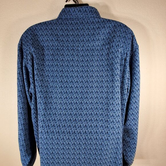 George Mens 2XL Sueded Blue Pattern Long Sleeve Button-Up Shirt - Picture 5 of 8